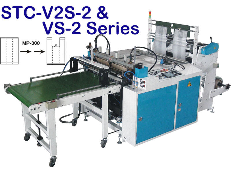 Semi Auto T Shirt Bag Machine With Conveyor - STC-V2S-2 & STC-VS-2 Series